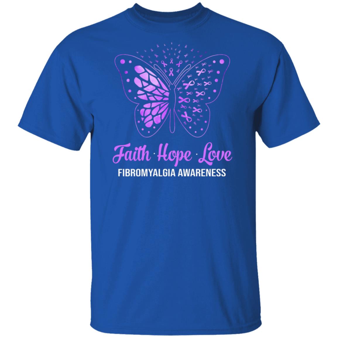 Faith Hope Love Purple Butterfly Fibromyalgia Awareness T-Shirt & Hoodie | Teecentury.com