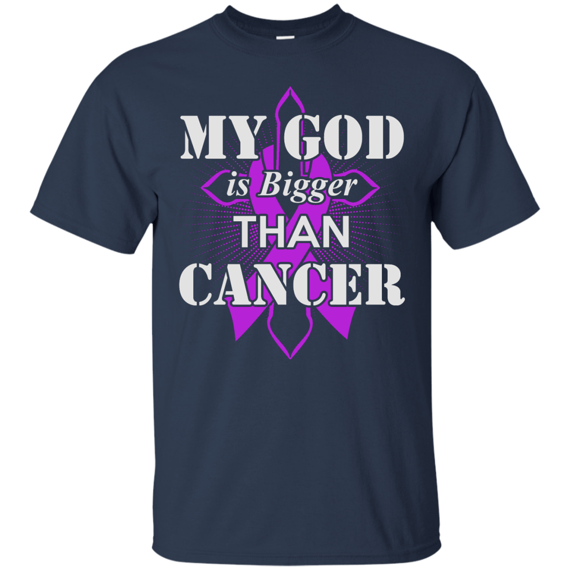 My God Is Bigger Than Cancer Violet Awareness Ribbon T-Shirt & Hoodie | Teecentury.com