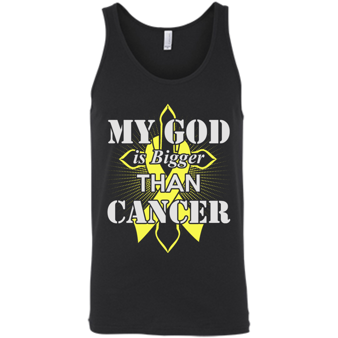 My God Is Bigger Than Cancer Yellow Awareness Ribbon T-Shirt & Hoodie | Teecentury.com