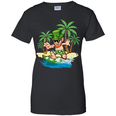 St Patricks Day Hawaiian Leprechaun Surfing T-Shirt & Hoodie | Teecentury.com