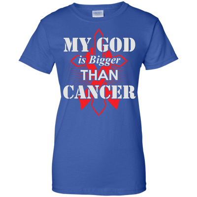 My God Is Bigger Than Cancer Red Awareness Ribbon T-Shirt & Hoodie | Teecentury.com