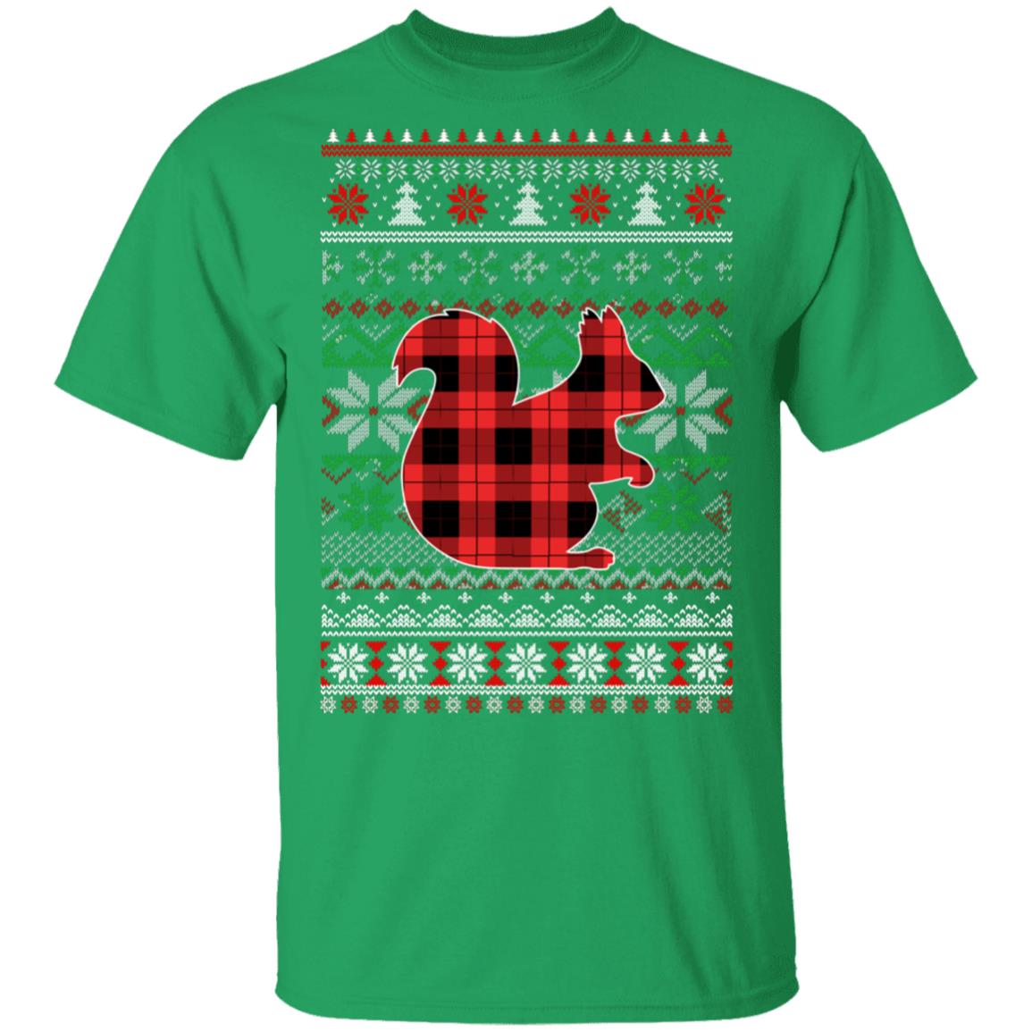 Squirrel Red Plaid Ugly Christmas Sweater Funny Gifts T-Shirt & Sweatshirt | Teecentury.com