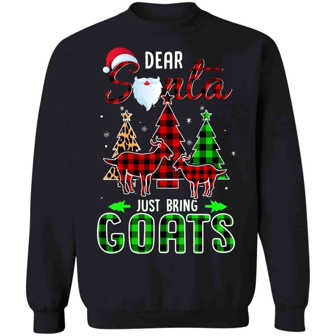 Dear Santa Just Bring Goats Christmas Gift Buffalo Plaid T-Shirt & Sweatshirt | Teecentury.com