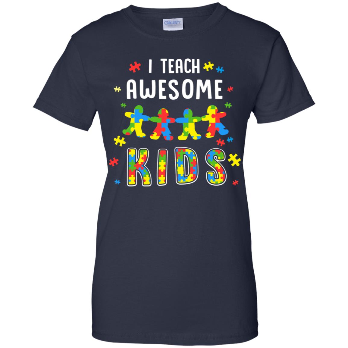I Teach Awesome Kids Autism Awareness Puzzle Teacher T-Shirt & Hoodie | Teecentury.com