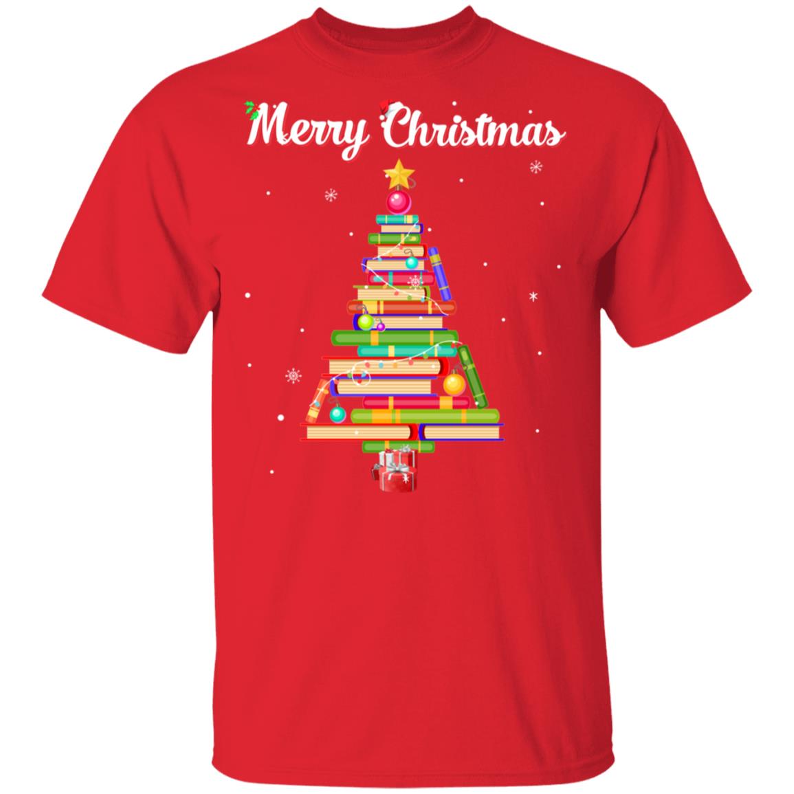 Merry Christmas Tree Love Reading Books Librarian T-Shirt & Sweatshirt | Teecentury.com