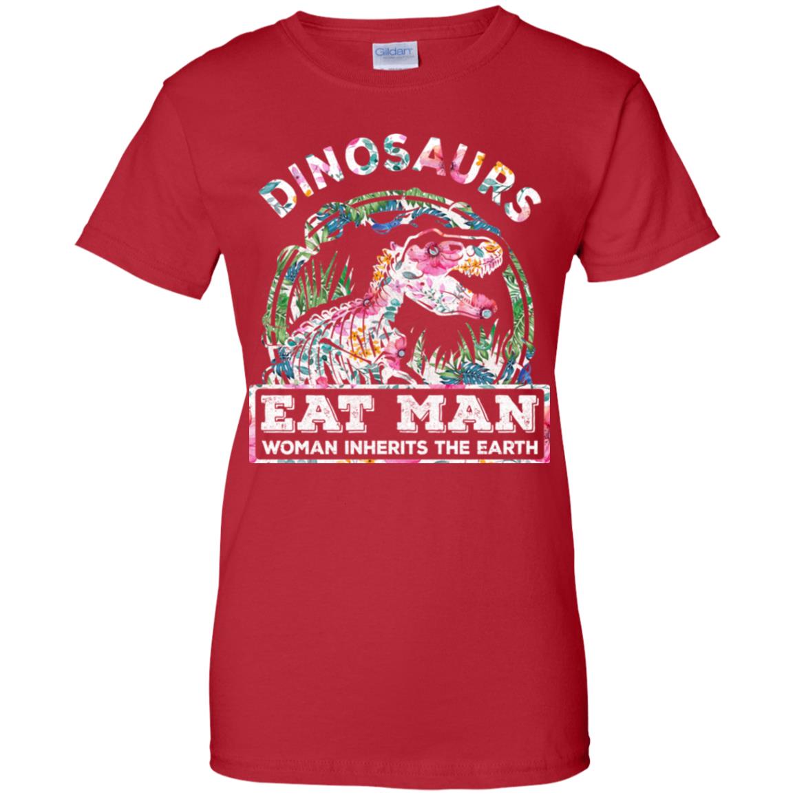 Funny Dinosaurs Eat Man Woman Inherits The Earth T-Shirt & Tank Top | Teecentury.com