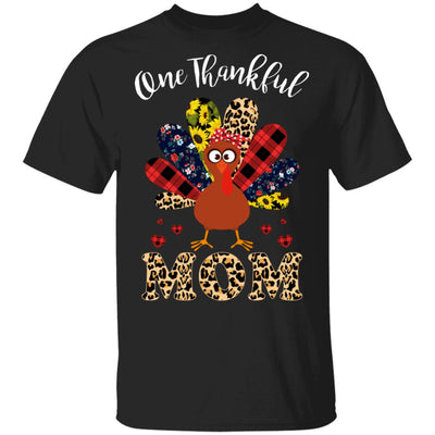 One Thankful Mom Leopard Turkey Thanksgiving Gift T-Shirt & Sweatshirt | Teecentury.com