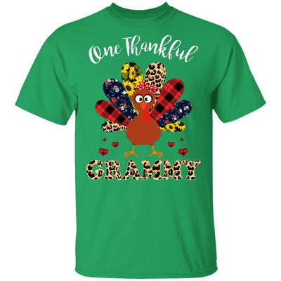 One Thankful Grammy Leopard Turkey Thanksgiving Gift T-Shirt & Sweatshirt | Teecentury.com