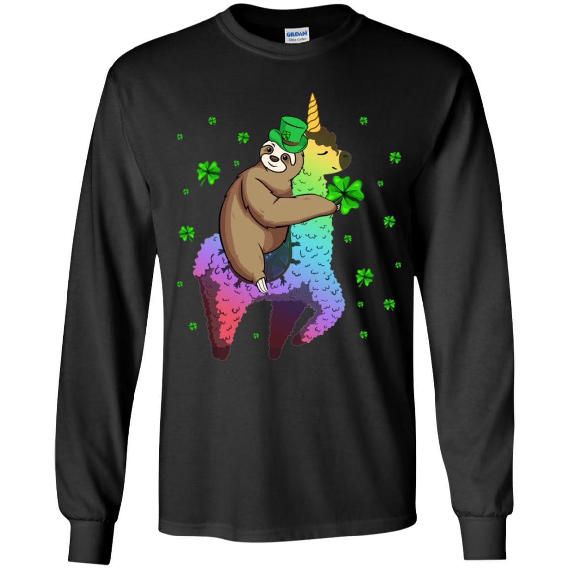 Leprechaun Sloth Riding Llama Unicorn St Patricks Day Youth Youth Shirt | Teecentury.com