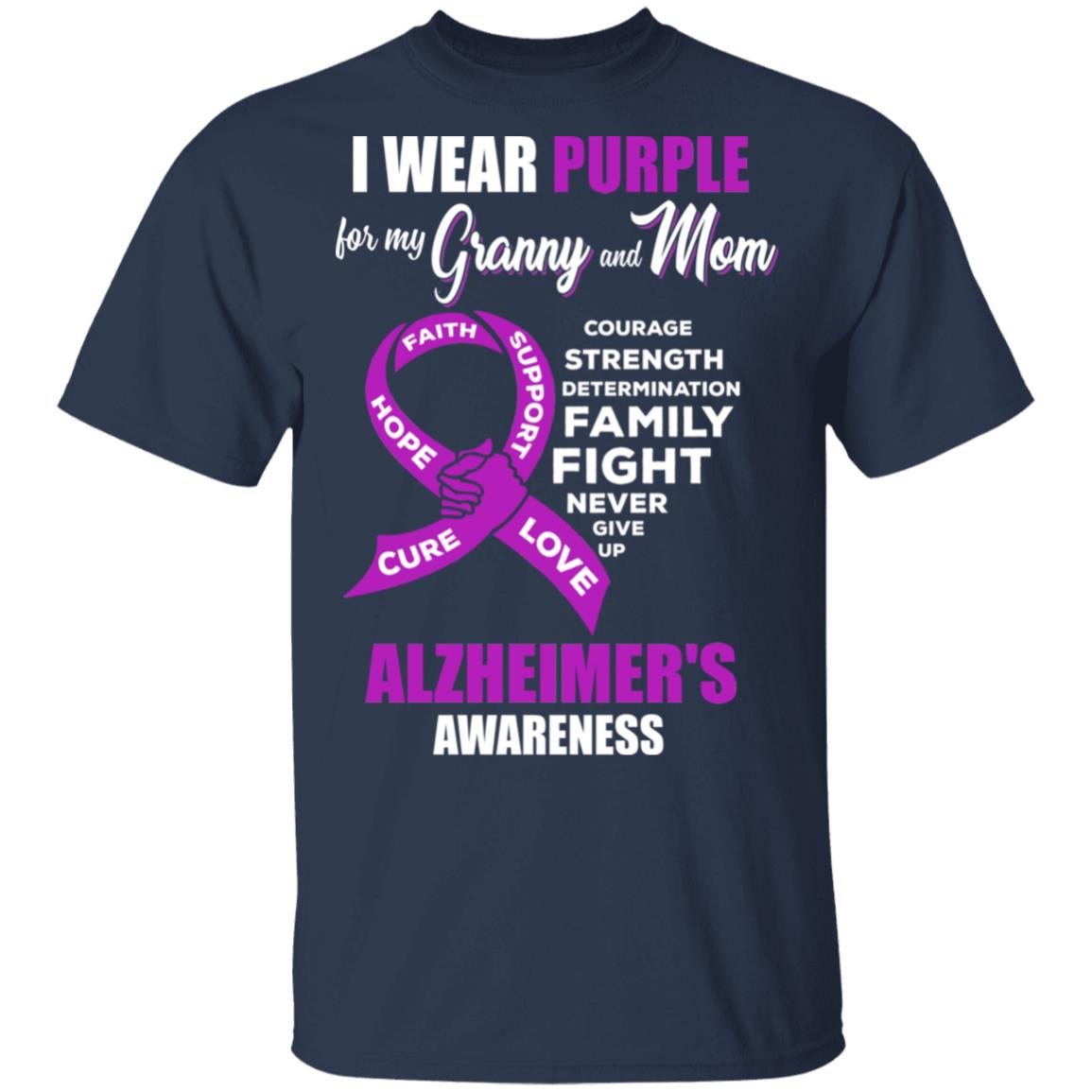 Alzheimer's Awareness I Wear Purple For My Granny and Mom T-Shirt & Hoodie | Teecentury.com