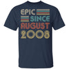 Epic Since August 2008 Vintage 14th Birthday Gifts Youth Youth Shirt | Teecentury.com