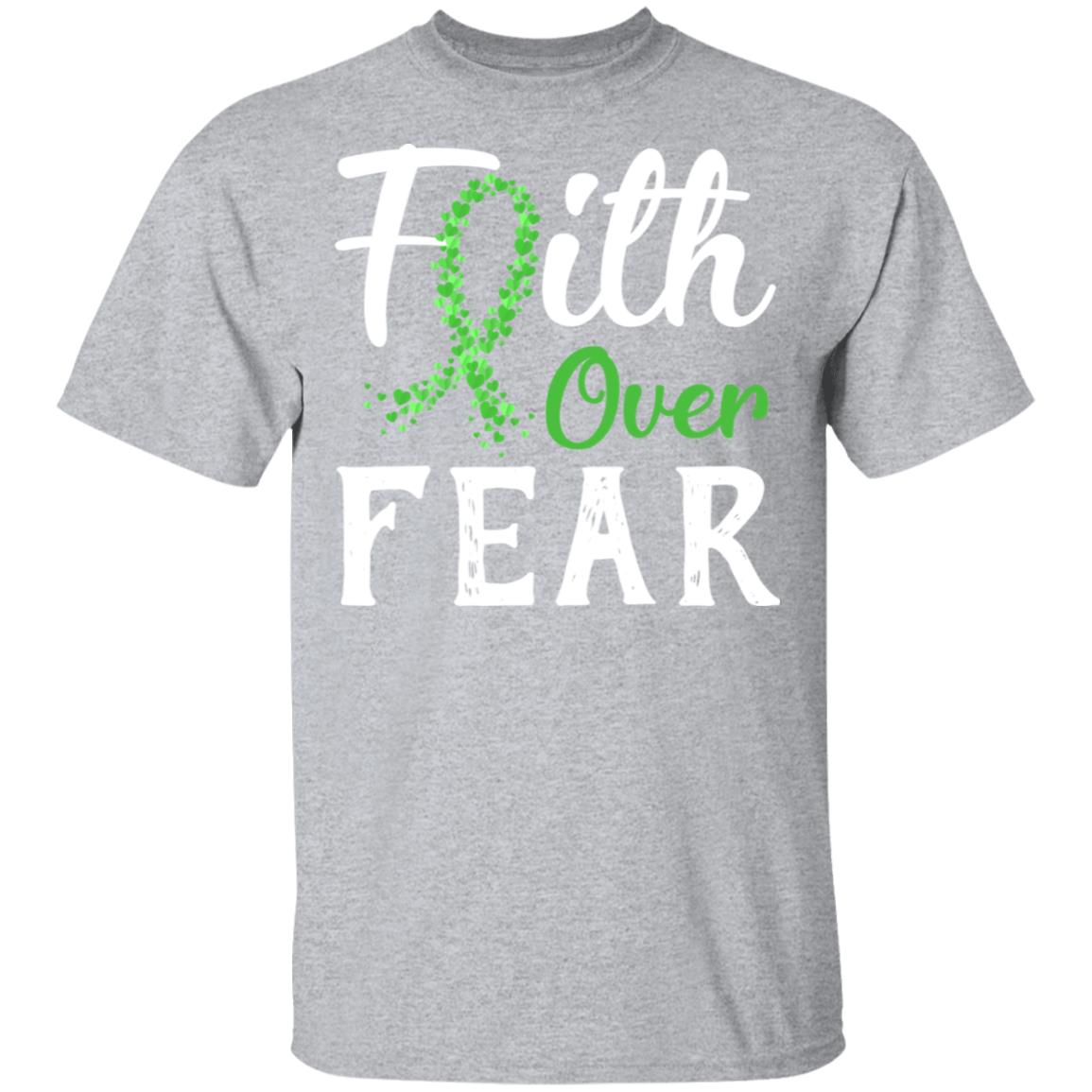 Kidney Disease Liver Cancer Awareness Green Faith Over Fear T-Shirt & Hoodie | Teecentury.com