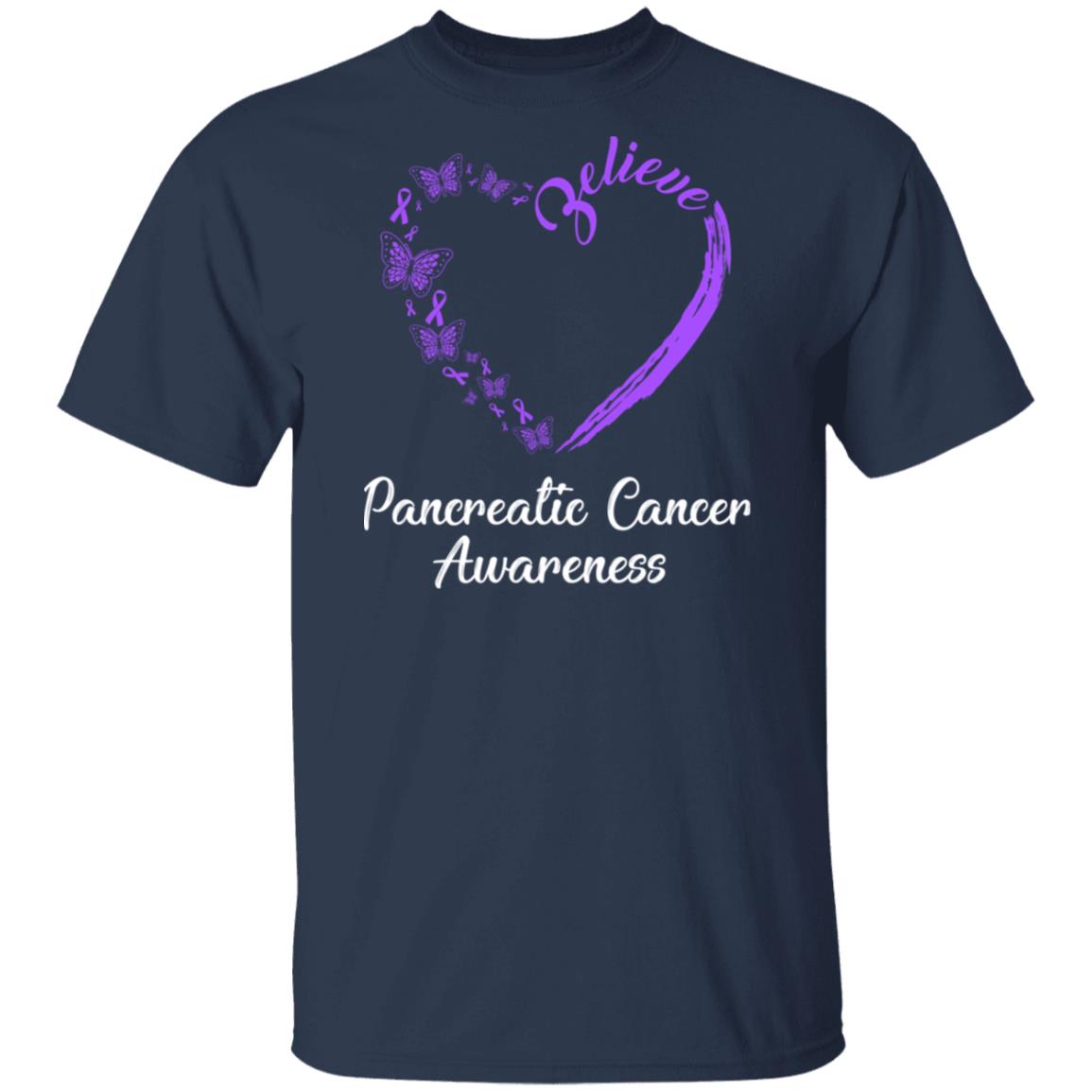 Butterfly Believe Pancreatic Cancer Awareness Ribbon Gifts T-Shirt & Hoodie | Teecentury.com