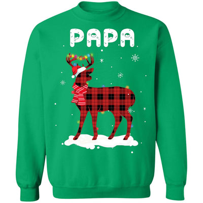 Papa Deer Red Plaid Christmas Family Matching Pajamas T-Shirt & Sweatshirt | Teecentury.com