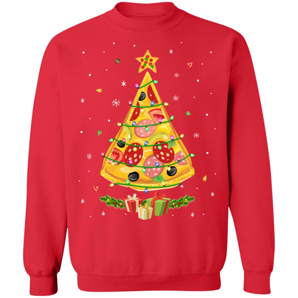 Pizza Christmas Pizza Slice Funny Christmas Tree T-Shirt & Sweatshirt | Teecentury.com