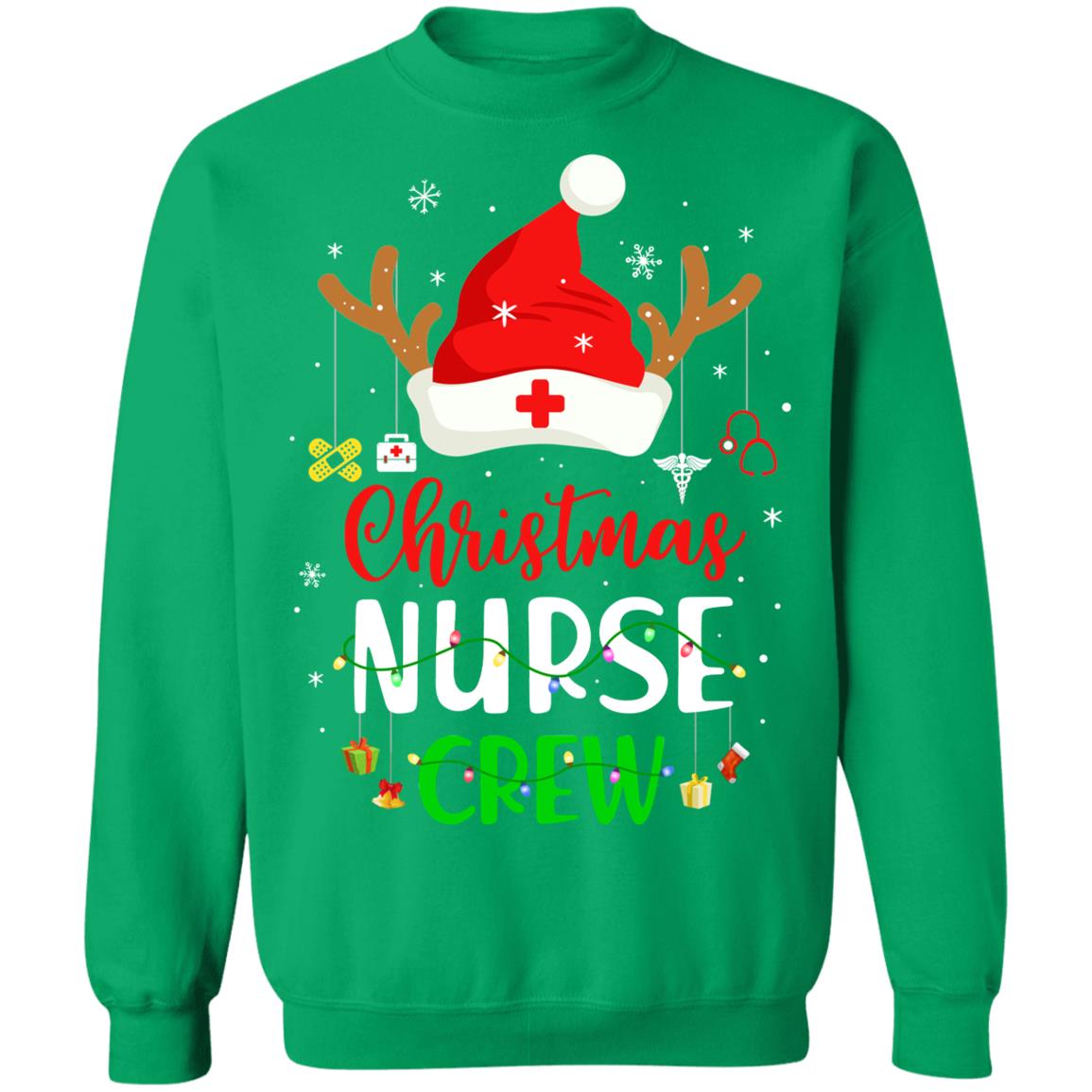 Christmas Nurse Crew Santa Hat Reindeer Merry Christmas Gift T-Shirt & Sweatshirt | Teecentury.com