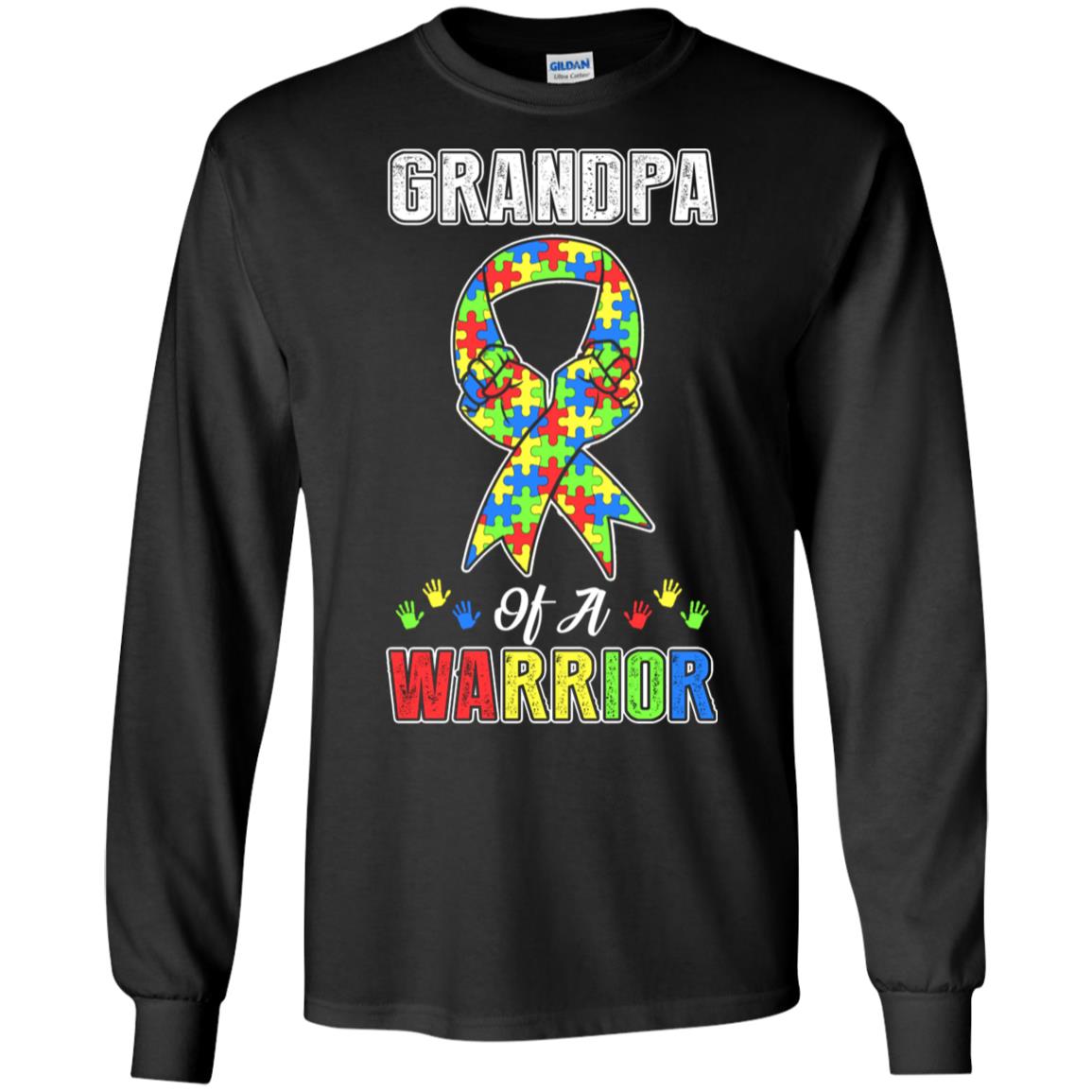 Grandpa Of A Warrior Support Autism Awareness Gift T-Shirt & Hoodie | Teecentury.com