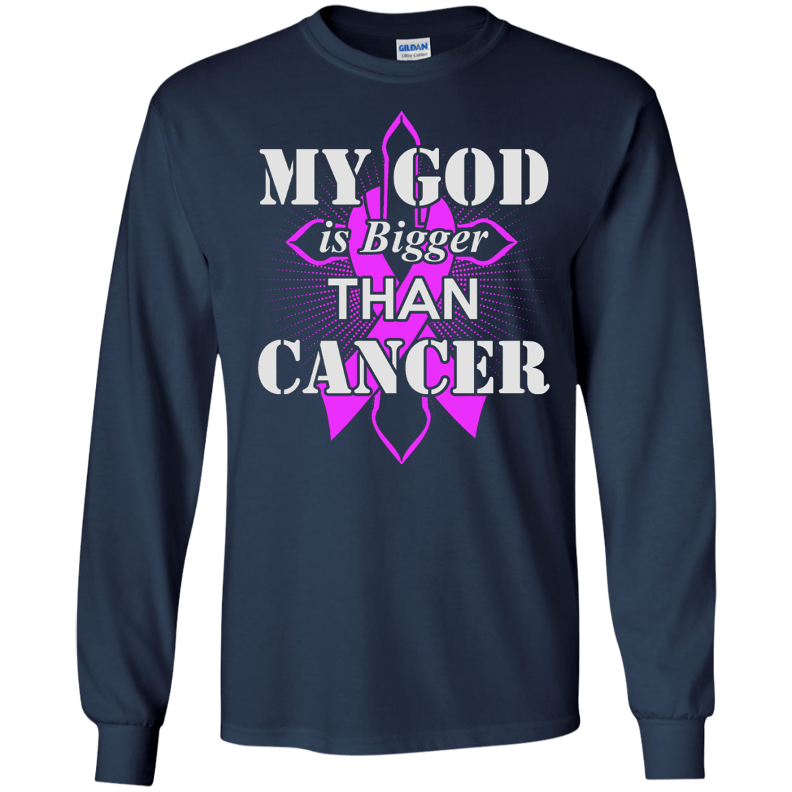 My God Is Bigger Than Cancer Purple Awareness Ribbon T-Shirt & Hoodie | Teecentury.com