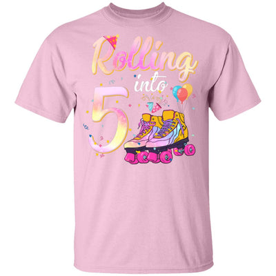 5 Years Old Birthday Girls Roller Skates 80's 5th Birthday Youth Youth Shirt | Teecentury.com