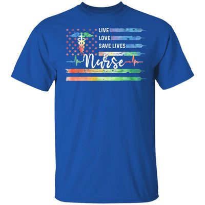 Funny Nurse American Flag Live Love Save Lives Nursing Gifts T-Shirt & Hoodie | Teecentury.com
