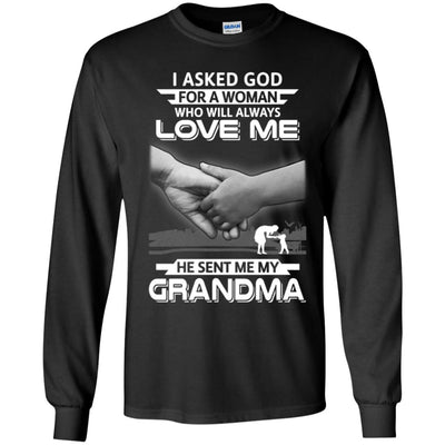 I Asked God For A Woman Who Always Love Me Grandma Youth Youth Shirt | Teecentury.com