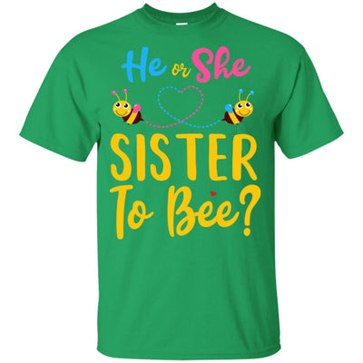 Gender Reveal Pink Or Blue What Will It Bee He Or She Sister Youth Youth Shirt | Teecentury.com