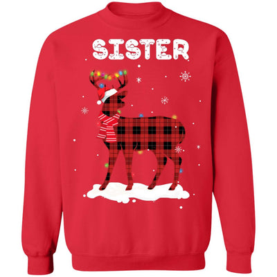 Sister Deer Red Plaid Christmas Family Matching Pajamas T-Shirt & Sweatshirt | Teecentury.com