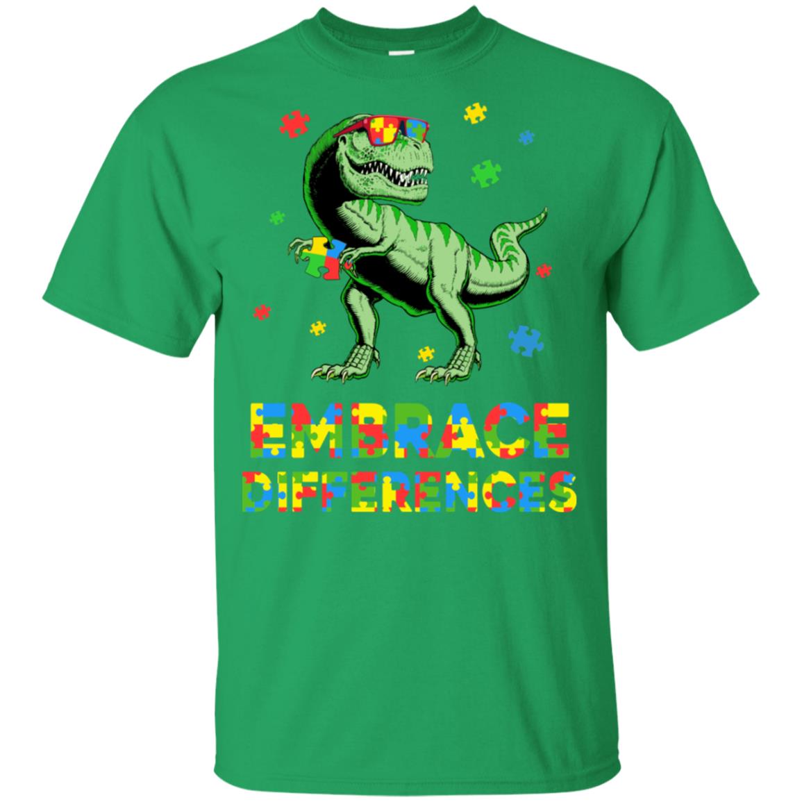 Dinosaur Puzzle Autism Awareness Embrace Differences Youth Youth Shirt | Teecentury.com