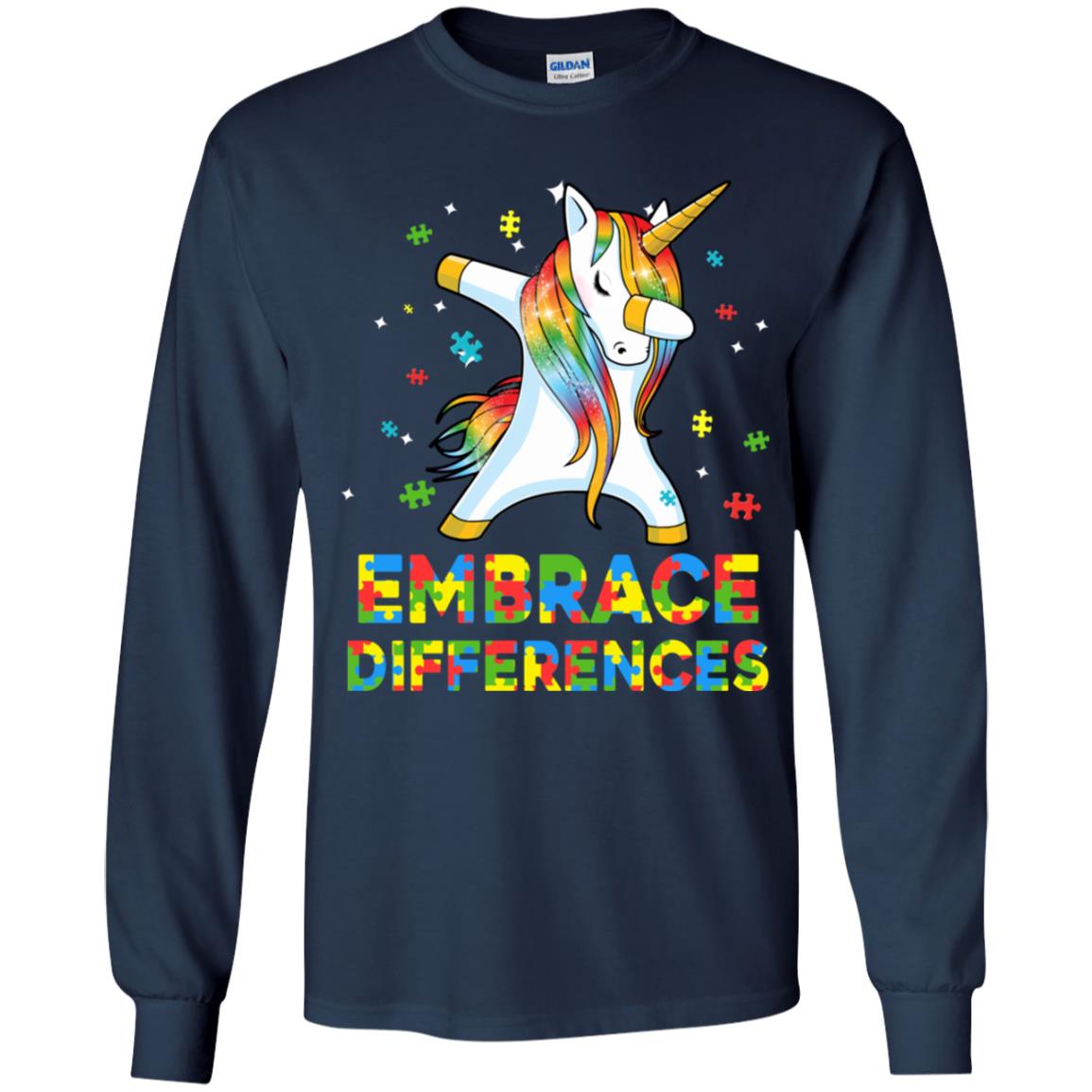 Dabbing Unicorn Autism Awareness Embrace Differences Youth Youth Shirt | Teecentury.com