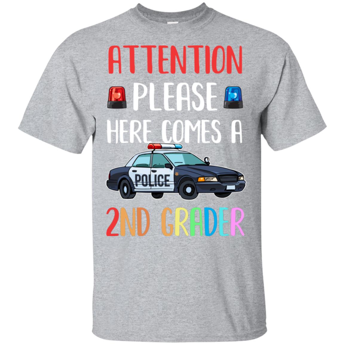 Kids First Day Of School 2022 2nd Grade Police Attention Please Youth T-Shirt & Hoodie | Teecentury.com