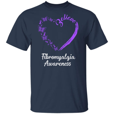 Butterfly Believe Fibromyalgia Awareness Ribbon Gifts T-Shirt & Hoodie | Teecentury.com