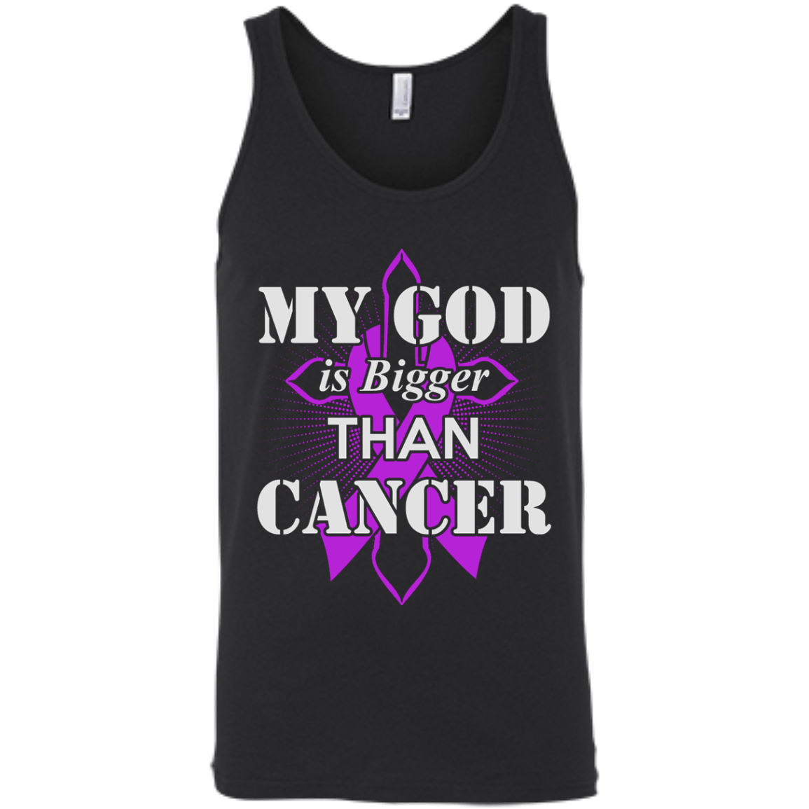 My God Is Bigger Than Cancer Violet Awareness Ribbon T-Shirt & Hoodie | Teecentury.com