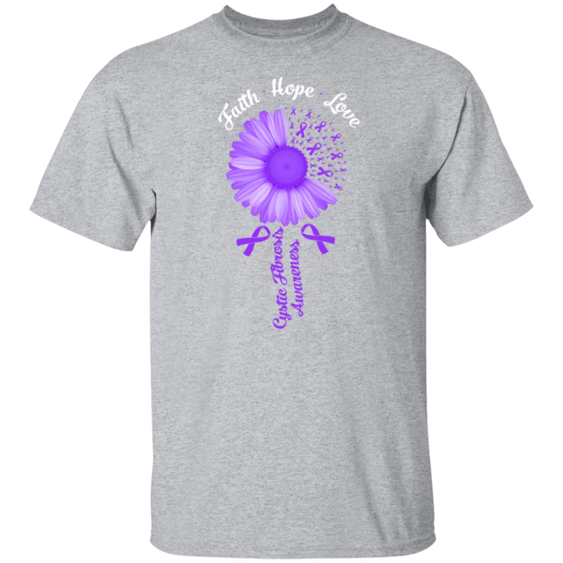 Faith Hope Love Purple Ribbon Cystic Fibrosis Awareness T-Shirt & Hoodie | Teecentury.com