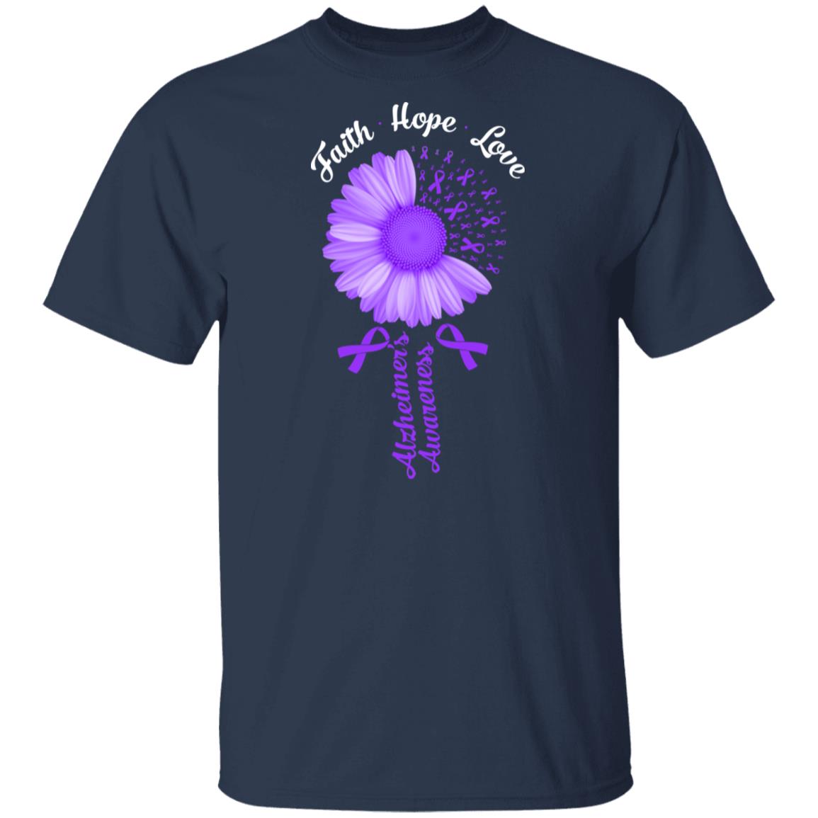 Faith Hope Love Purple Ribbon Alzheimer's Awareness T-Shirt & Hoodie | Teecentury.com