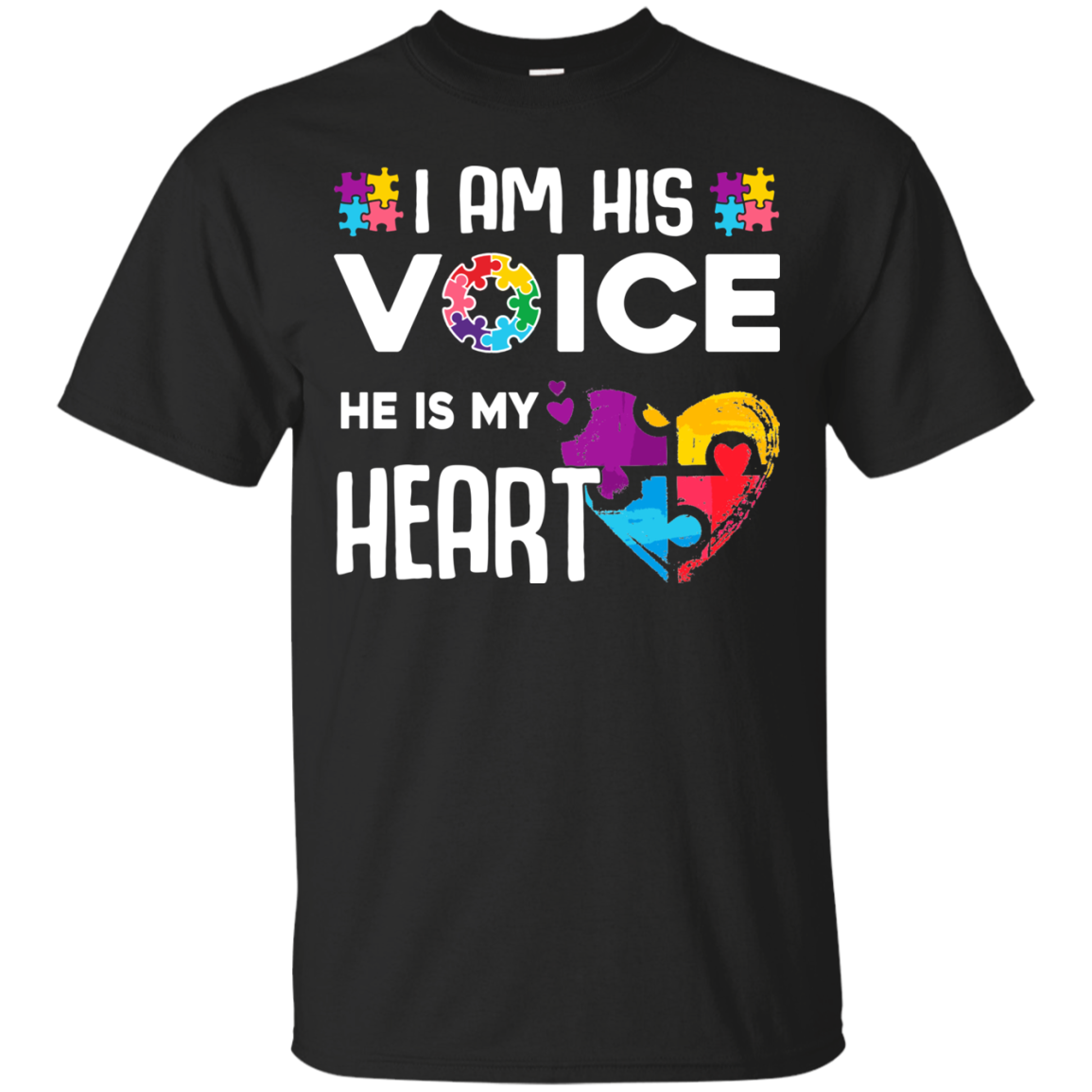 Autism Awareness I Am His Voice He Is My Heart Autism Mom T-Shirt & Hoodie | Teecentury.com