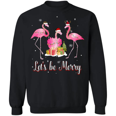 Family Holiday Let's Be Merry Christmas Flamingo T-Shirt & Sweatshirt | Teecentury.com