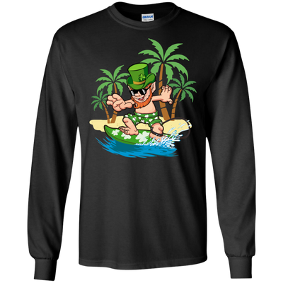 St Patricks Day Hawaiian Leprechaun Surfing T-Shirt & Hoodie | Teecentury.com