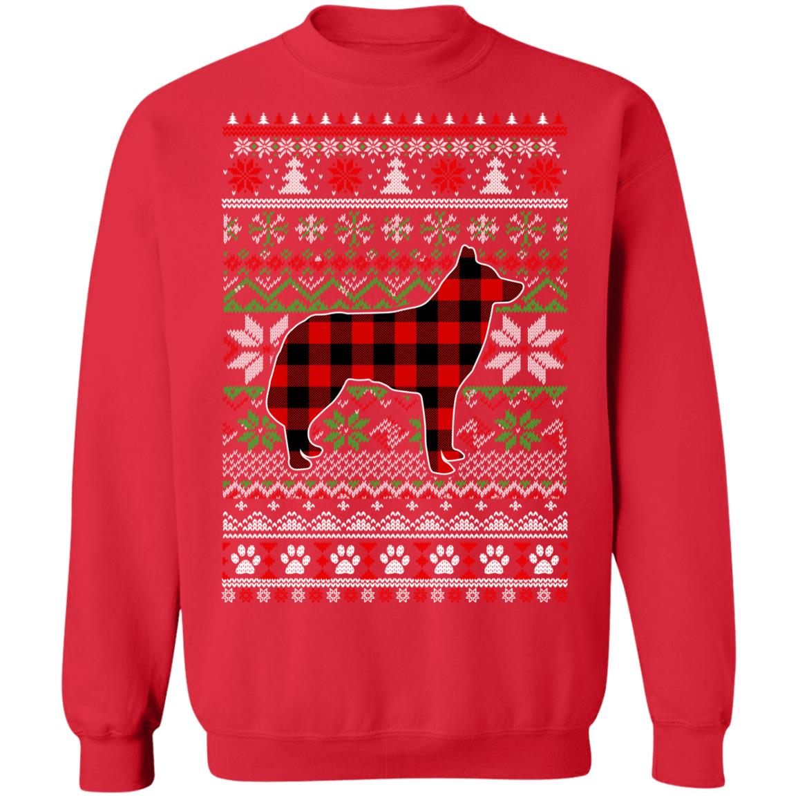 Siberian Husky Red Plaid Ugly Christmas Sweater Gifts T-Shirt & Sweatshirt | Teecentury.com