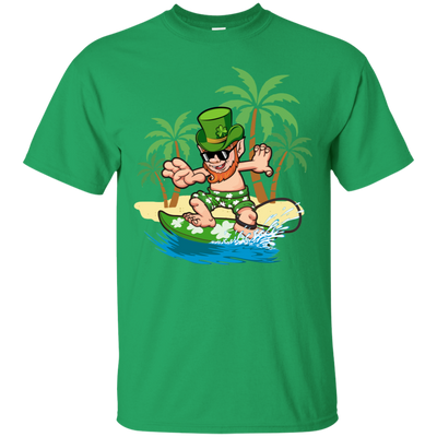 St Patricks Day Hawaiian Leprechaun Surfing T-Shirt & Hoodie | Teecentury.com