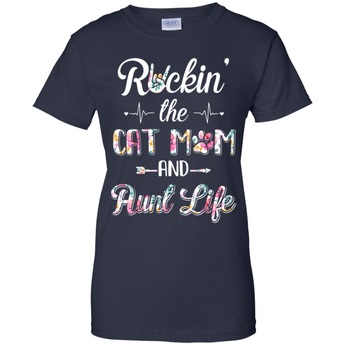 Rockin The Cat Mom Aunt Life Mothers Day Cat Lovers T-Shirt & Tank Top | Teecentury.com