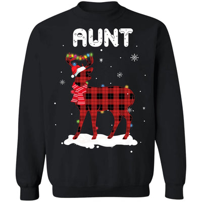 Aunt Deer Red Plaid Christmas Family Matching Pajamas T-Shirt & Sweatshirt | Teecentury.com