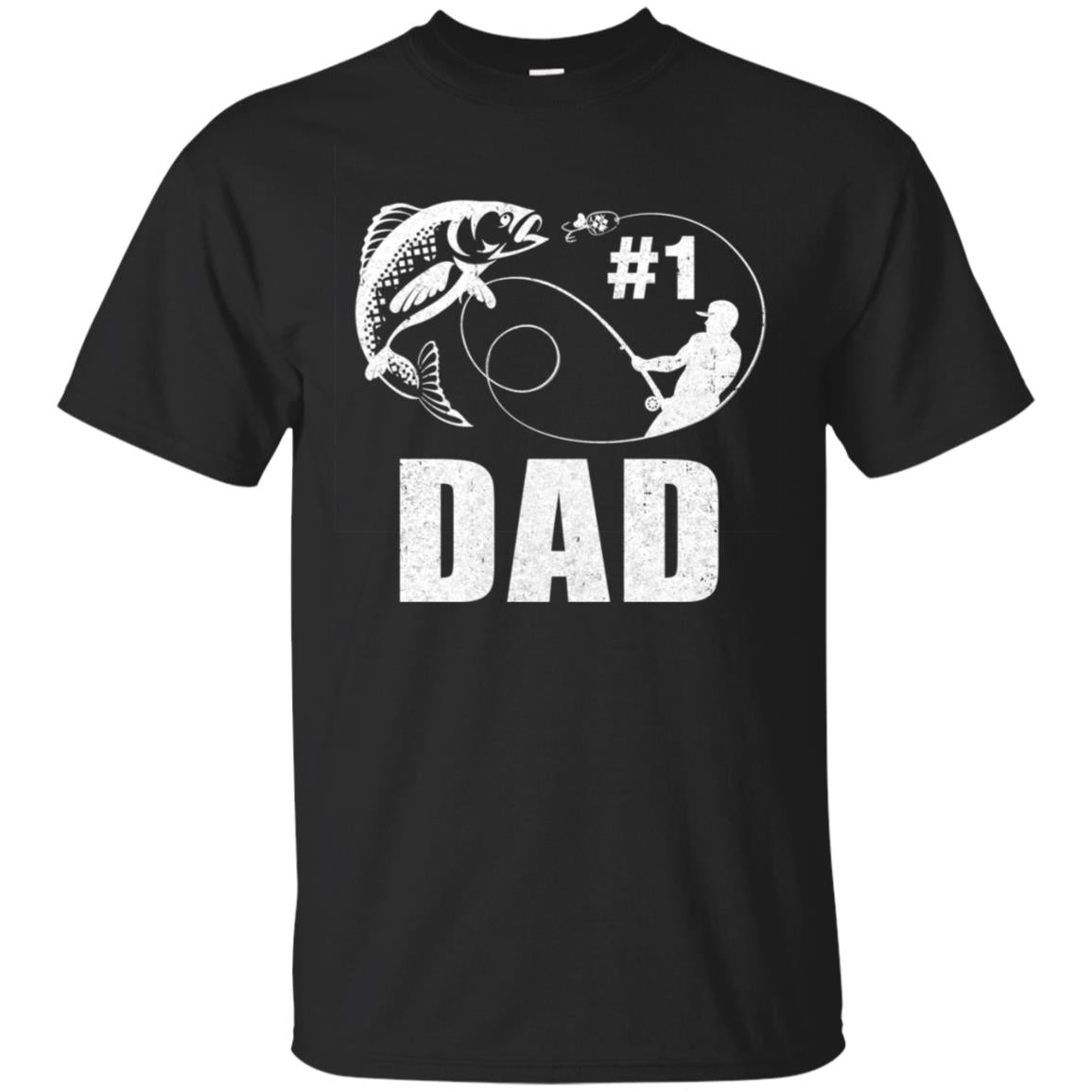 #1 Dad Fishing Fisherman Best Fathers Day Gift T-shirts unisex Tees Black/S
