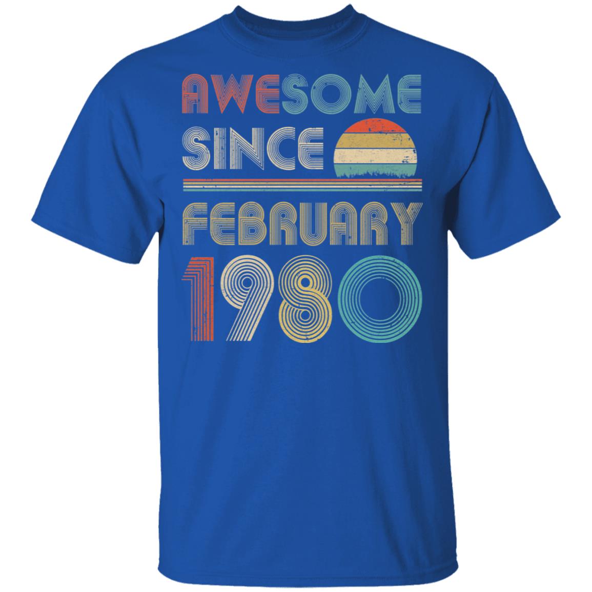 Awesome Since February 1980 Vintage 42th Birthday Gifts T-Shirt & Hoodie | Teecentury.com