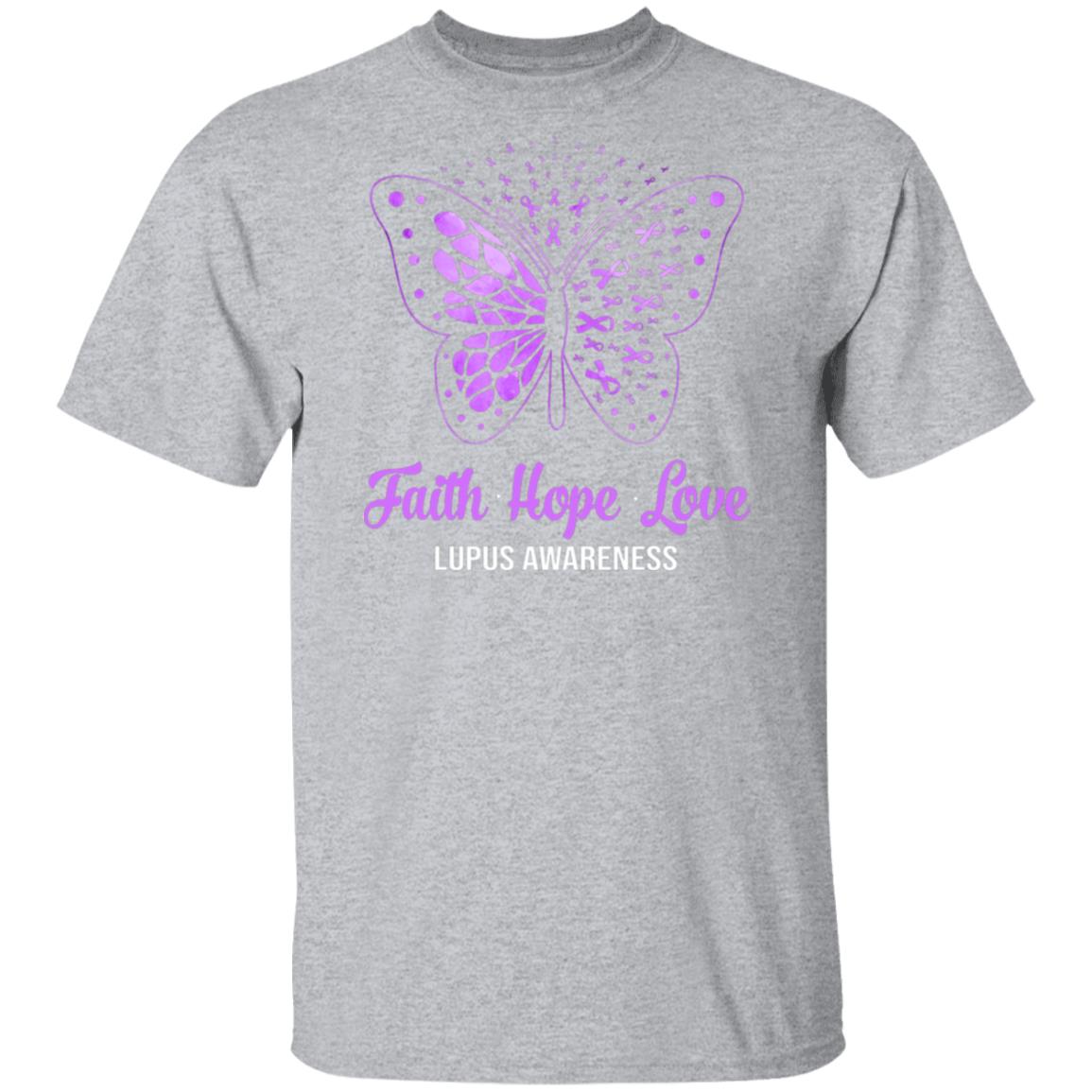 Faith Hope Love Purple Butterfly Lupus Awareness T-Shirt & Hoodie | Teecentury.com