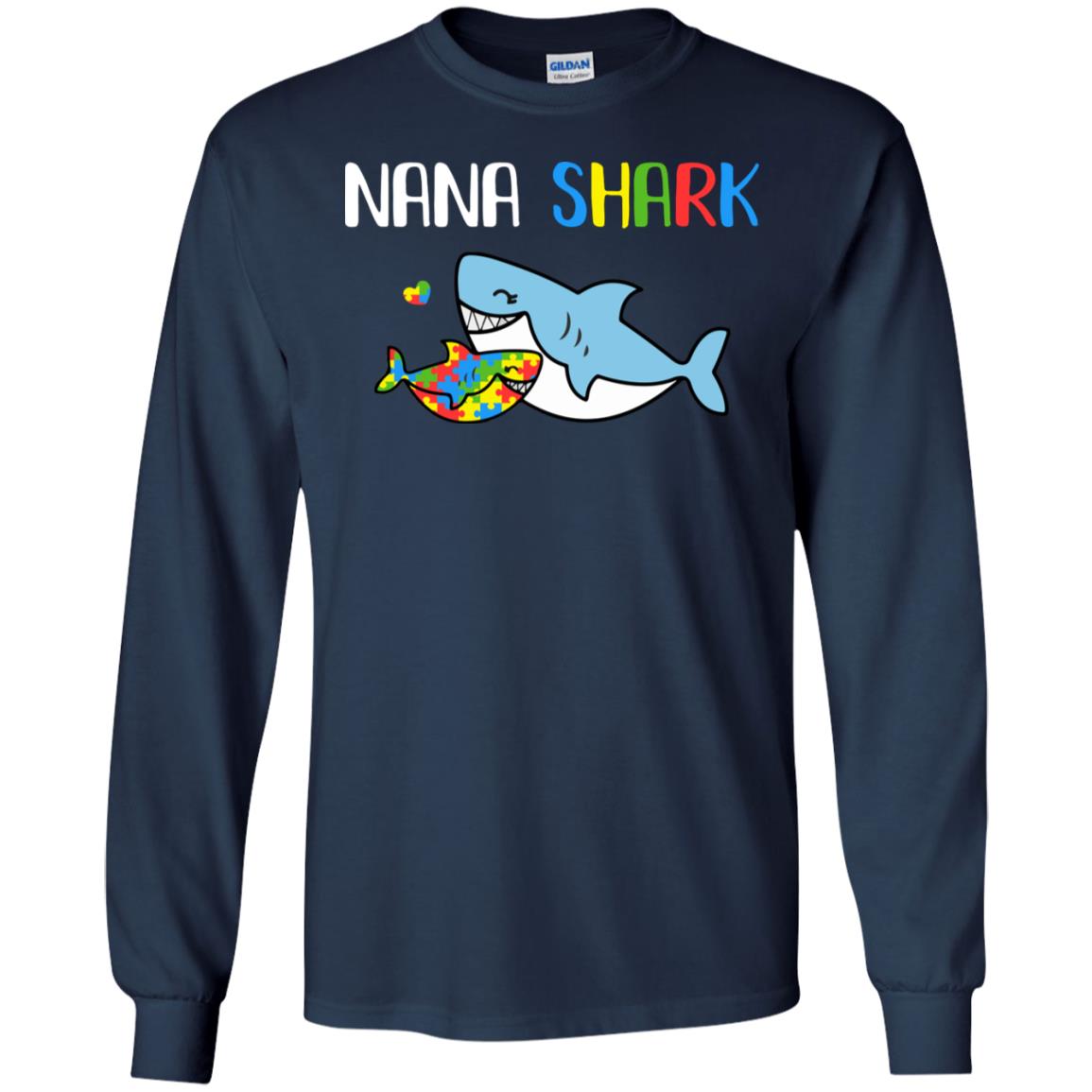 Nana Shark Support Autism Awareness For Grandchild T-Shirt & Hoodie | Teecentury.com