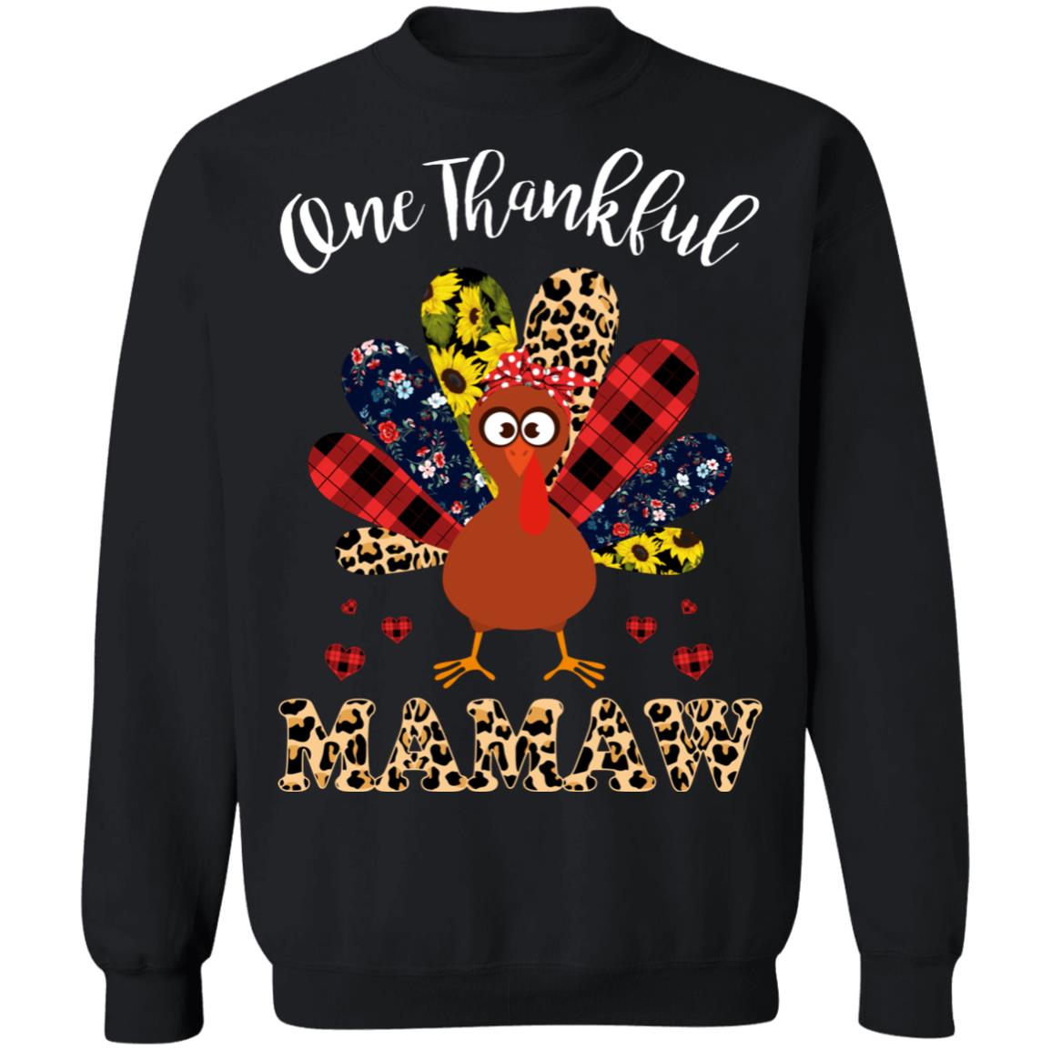 One Thankful Mamaw Leopard Turkey Thanksgiving Gift T-Shirt & Sweatshirt | Teecentury.com