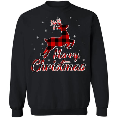 Merry Christmas Buffalo Plaid Xmas Reindeer Gift T-Shirt & Sweatshirt | Teecentury.com