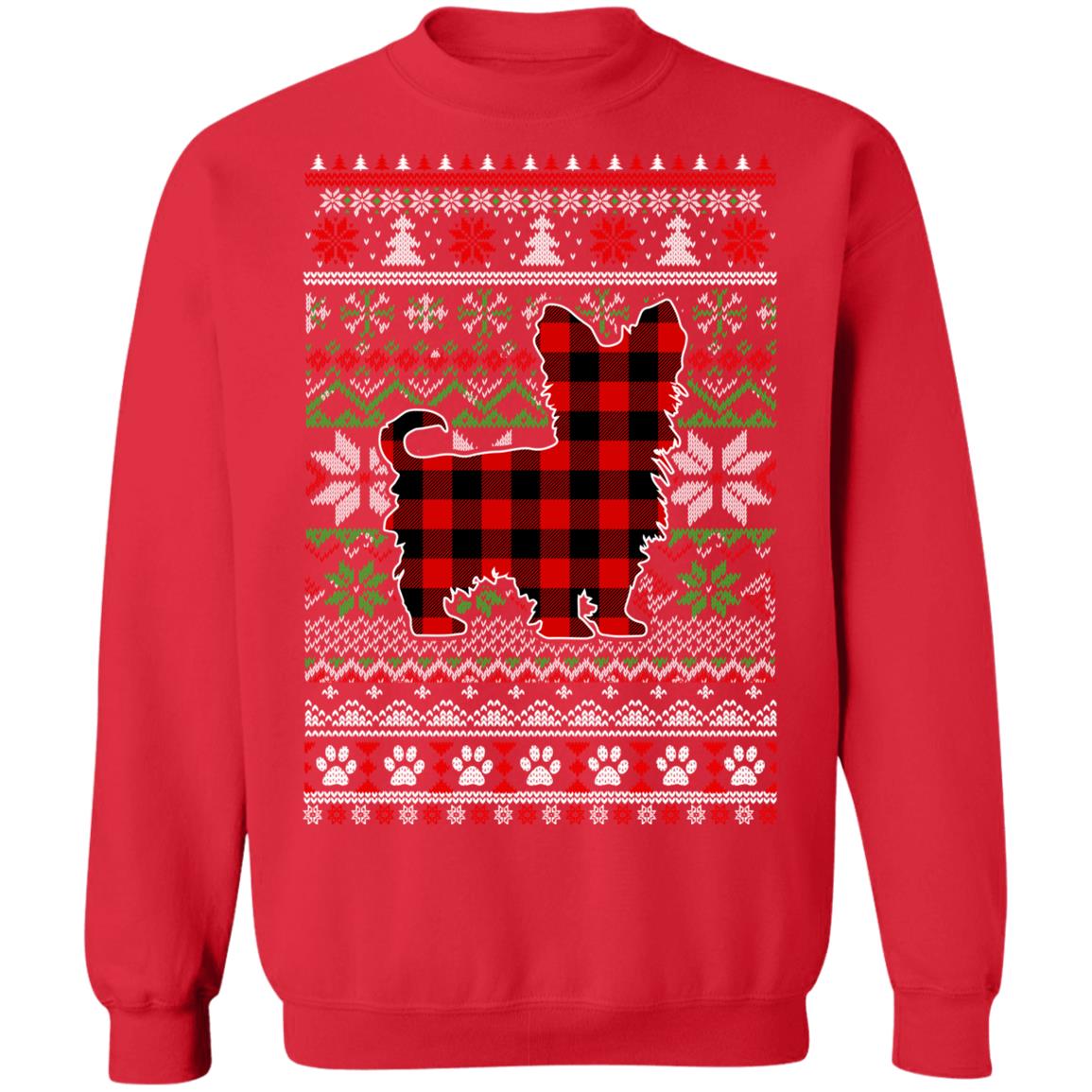 Yorkie Red Plaid Ugly Christmas Sweater Gifts T-Shirt & Sweatshirt | Teecentury.com