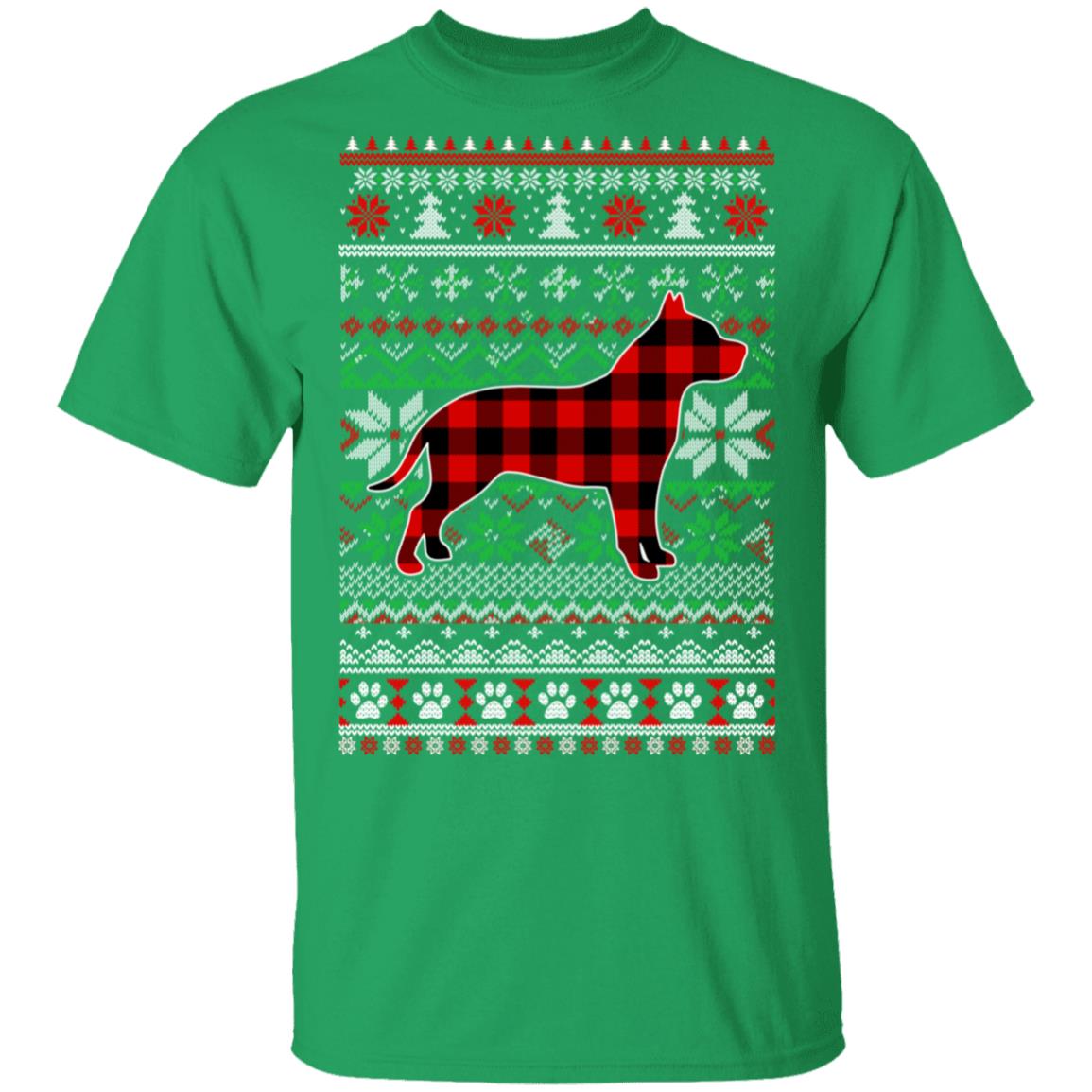Pit bull Red Plaid Ugly Christmas Sweater Gifts T-Shirt & Sweatshirt | Teecentury.com