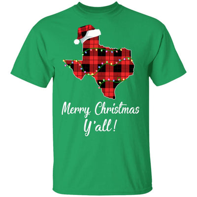 Merry Christmas Y'all Texas State Red Plaid Gift T-Shirt & Sweatshirt | Teecentury.com